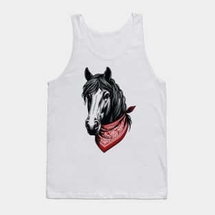 Horse with Red Bandana - Equestrian Horse Riding Graphic Tank Top